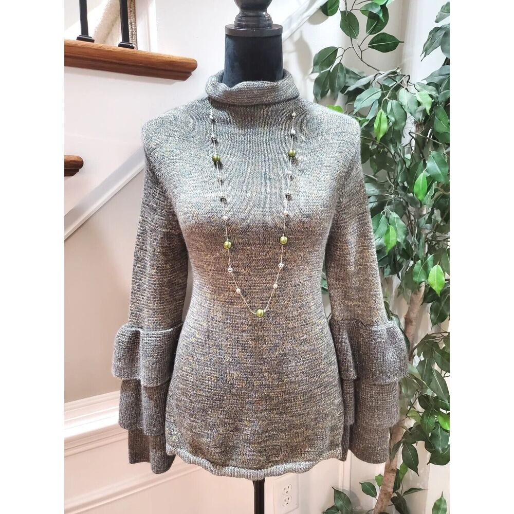 Knox Rose Women's Gray Acrylic Turtle Neck Long Sleeve Pullover Sweater Size S